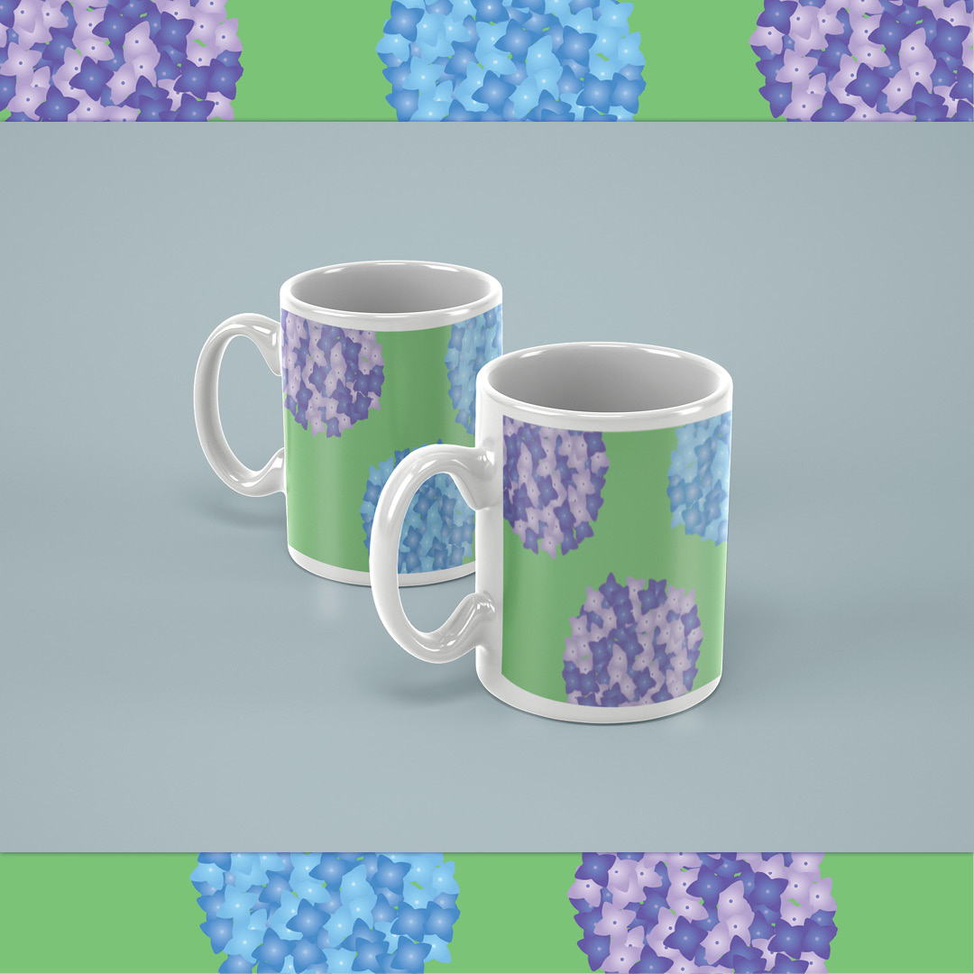 Hydrangeas design mug mockup
